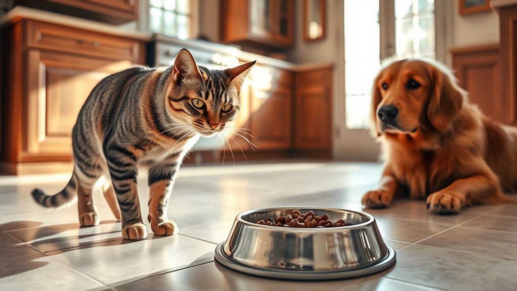 feeding dogs food to cats