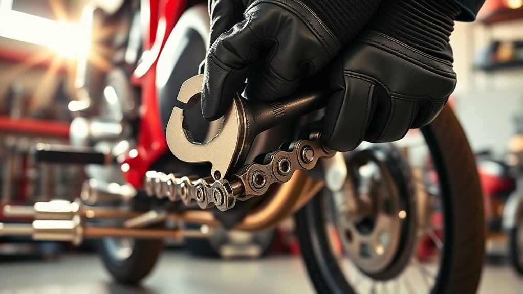 fixing motorcycle chain tightness