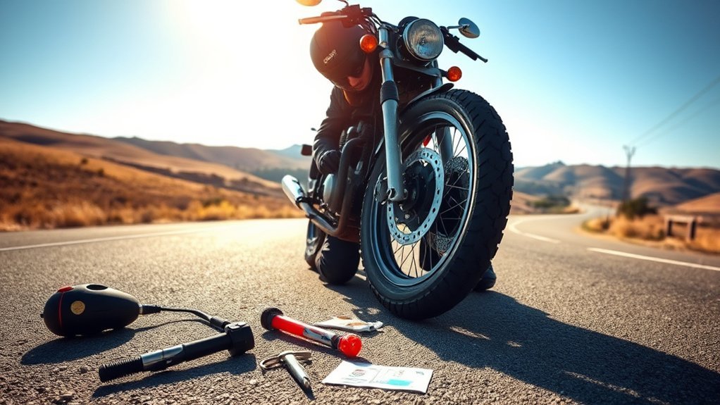 fixing motorcycle flat tire