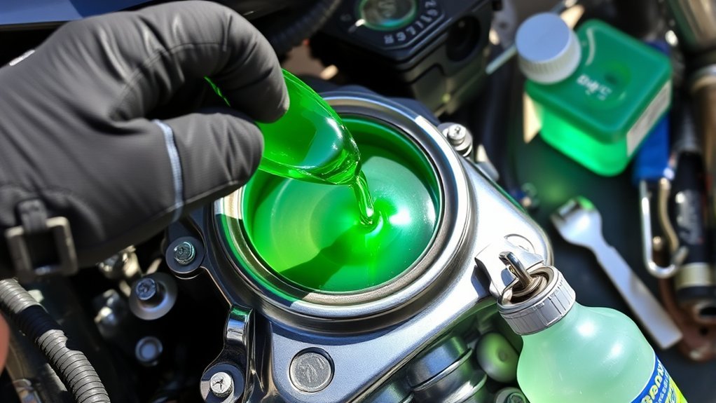 gradually fill coolant carefully