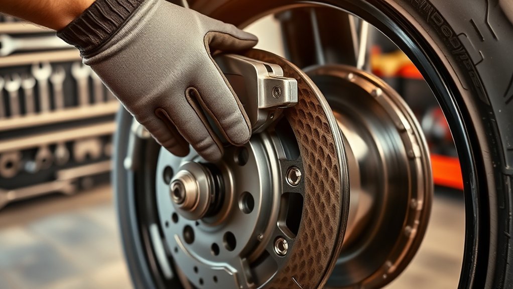 inspecting motorcycle brake components