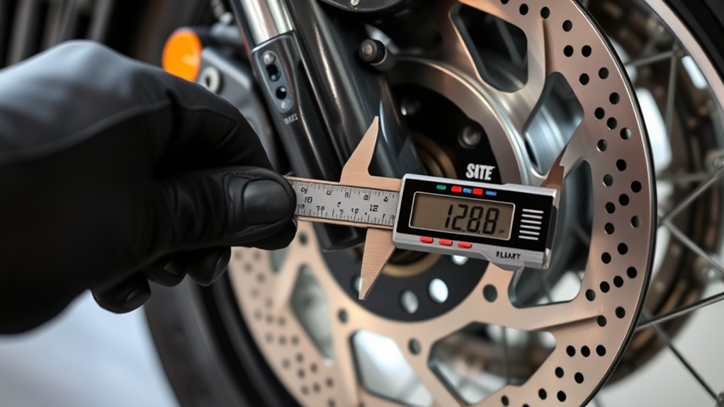measuring motorcycle brake rotors