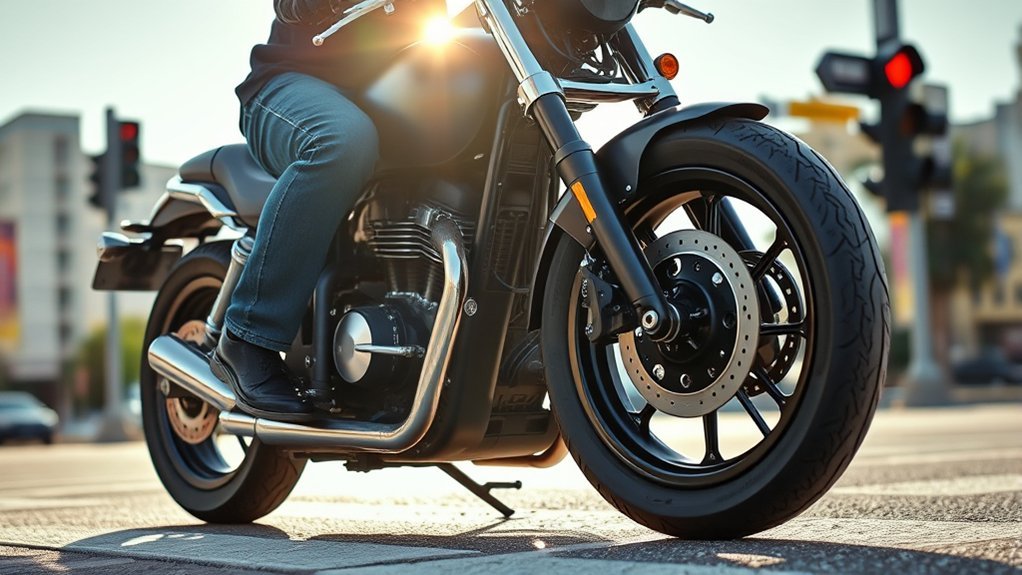 motorcycle stability during stops