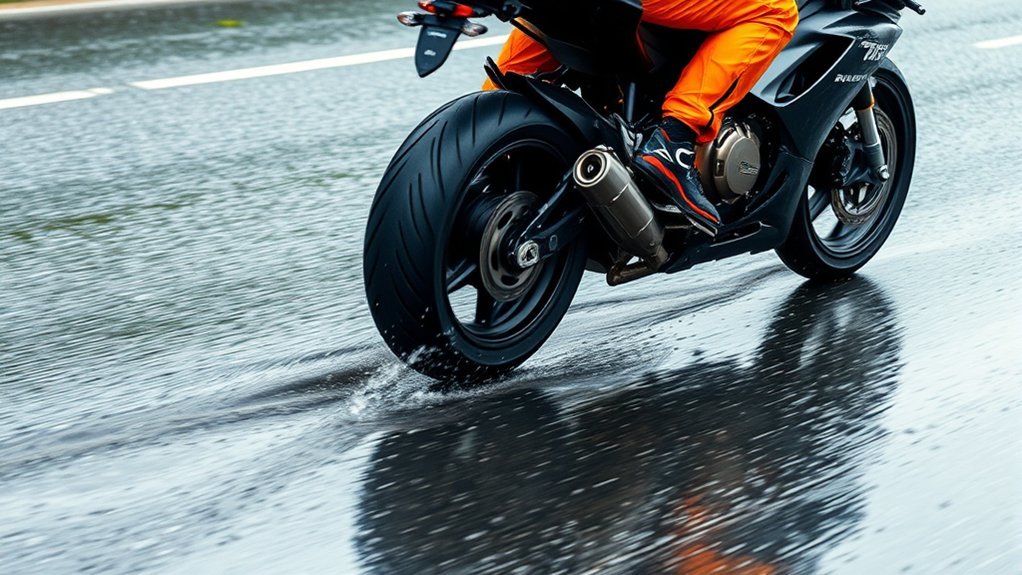motorcycle traction on wet roads
