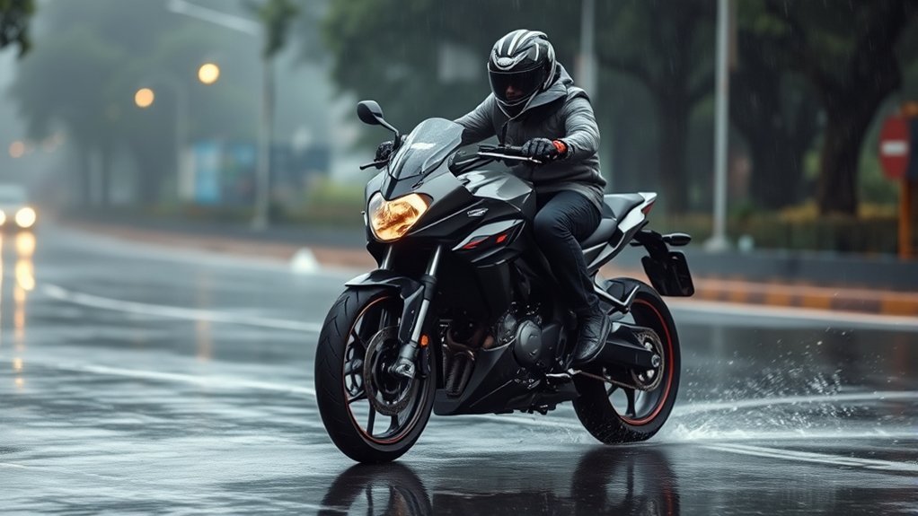 motorcycling safely on rain