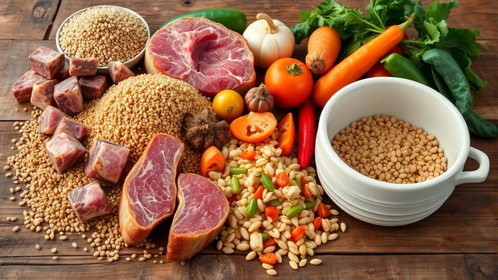 raw meat and table scraps