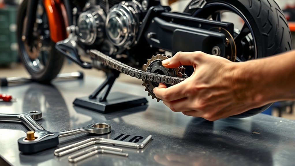 replace motorcycle chain sprockets