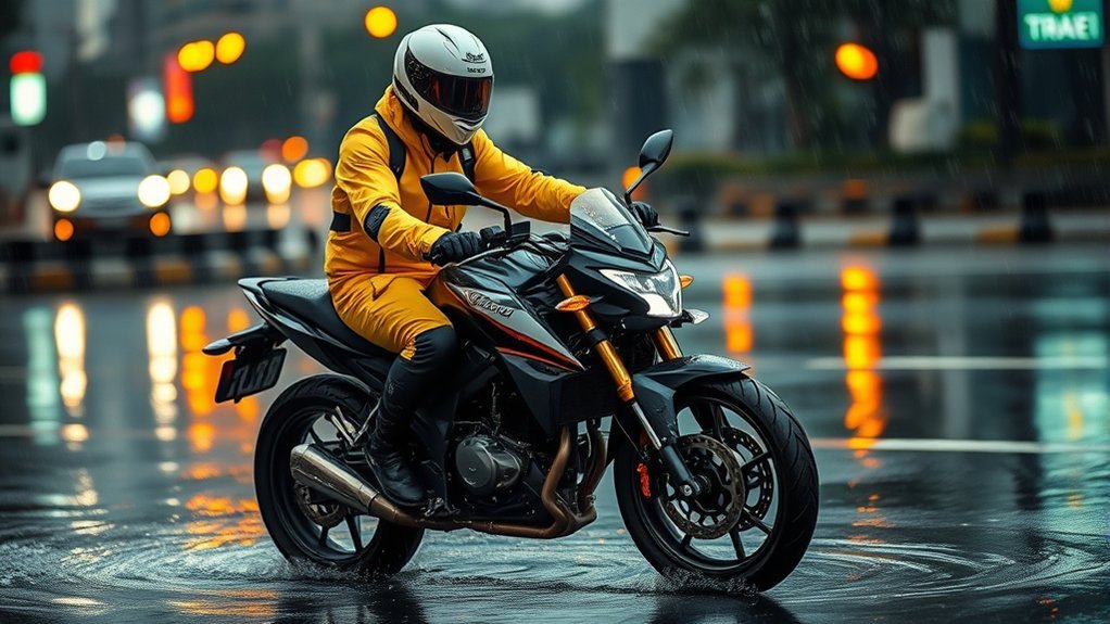 riding safely in rain