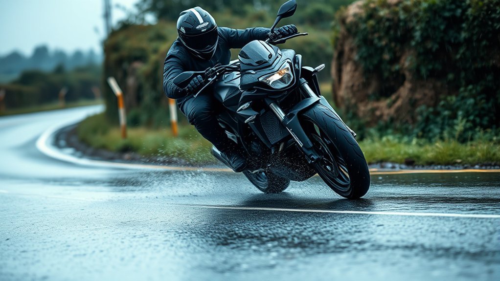 safe cornering in rain