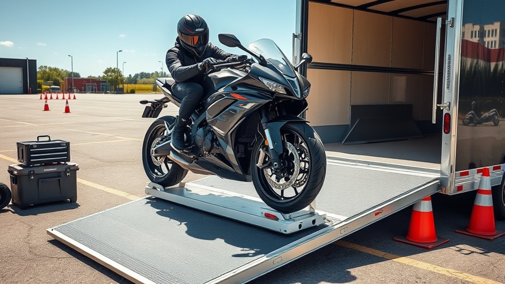 safe motorcycle unloading techniques