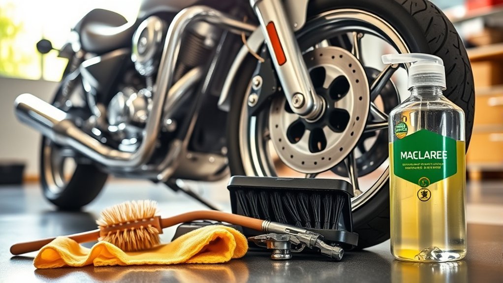 safe motorcycle wheel cleaning
