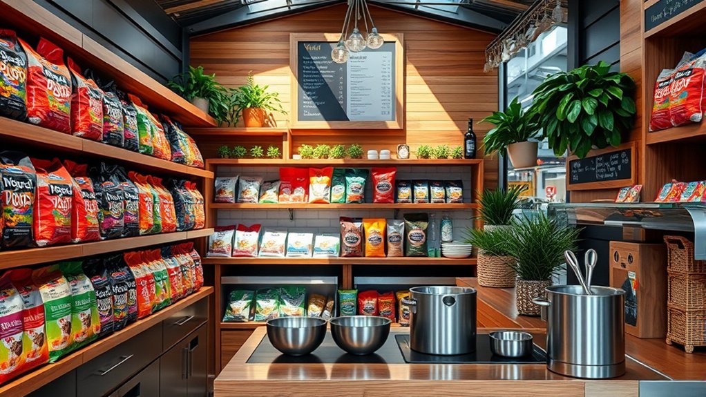 vibrant dog food stall